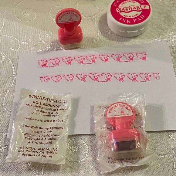 1996 Classic Winnie the Pooh Roll Around Self  Inking Roller Stamp Piglet New - Picture 5 of 12